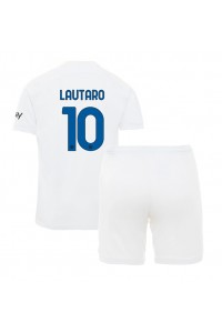Inter Milan Lautaro Martinez #10 Jalkapallovaatteet Lasten Vieraspeliasu 2023-24 Lyhythihainen (+ Lyhyet housut)